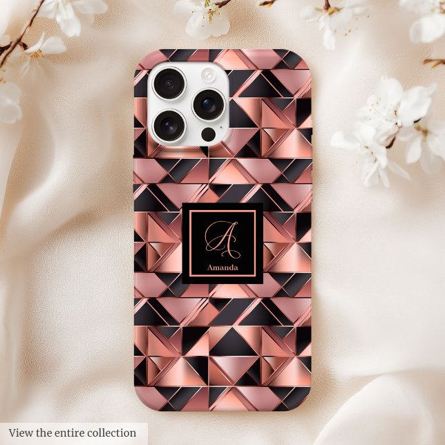 Étui élégant pour iPhone Rose Gold Géométrique Mét (Elegant iPhone Case Rose Gold Geometric Metallic)