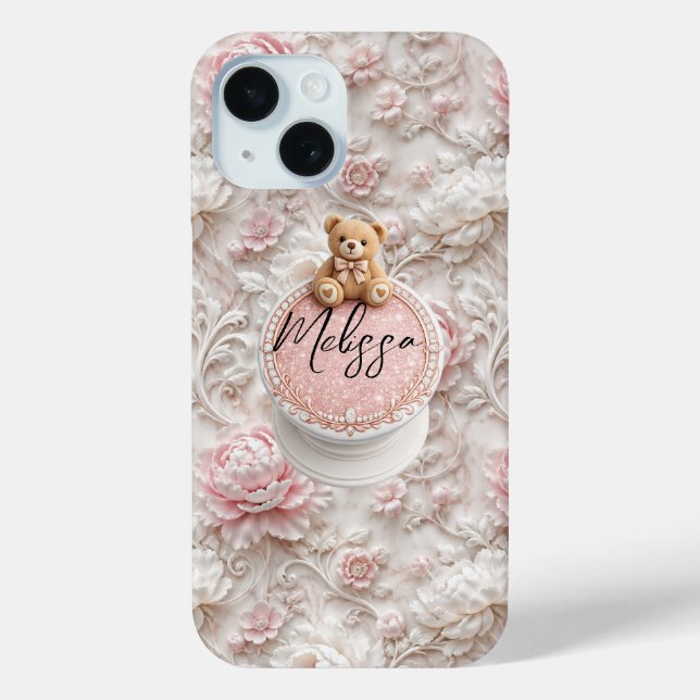 Étui et grip personnalisable Teddy pour iPhone 15 (Verso)