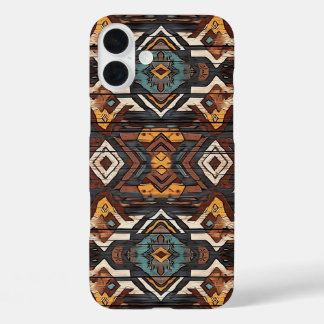 Étui Faux grain de bois aztèque pour iPhone seize