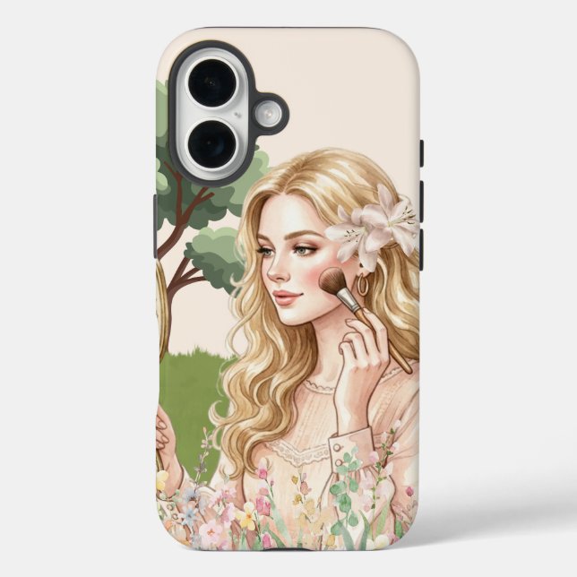 Étui Fille Florale Élégant, Apple iPhone 16, Résis (Verso)