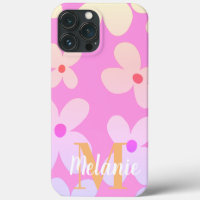 Étui Fleur Groovy Orange Clair Nom de Motif      