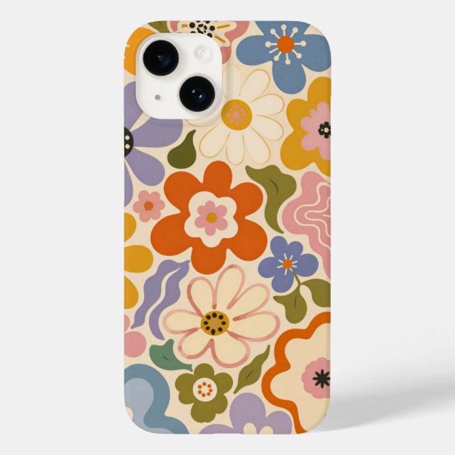 Étui Fleurs Cœurs Signes de Paix Rétro Groovy Case (Verso)