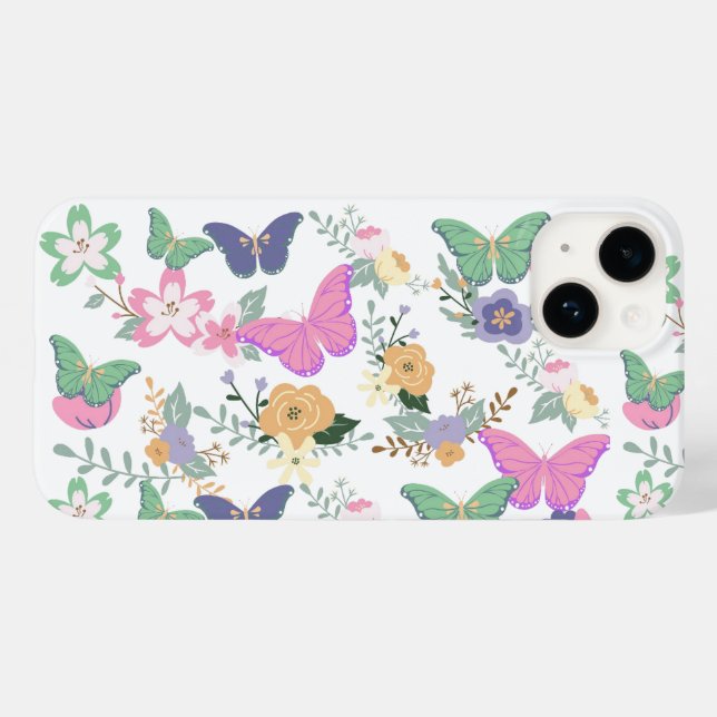 Étui Fleurs Papillons Pastel Case-Mate iPhone 14 (Verso (horizontal))