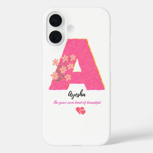 étui floral lettre a pour iphone 16/ monogramme él (Verso)
