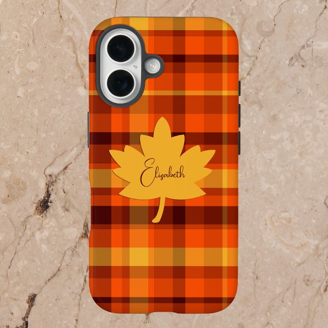 Étui géométrique orange à carreaux pour Iphone 16  (Créateur téléchargé)
