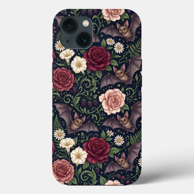 Étui gothique Bats Roses pour iPhone 13 (Verso)
