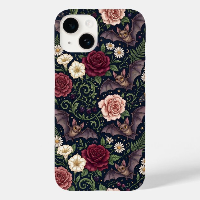 Étui gothique Bats Roses pour iPhone 14 (Verso)