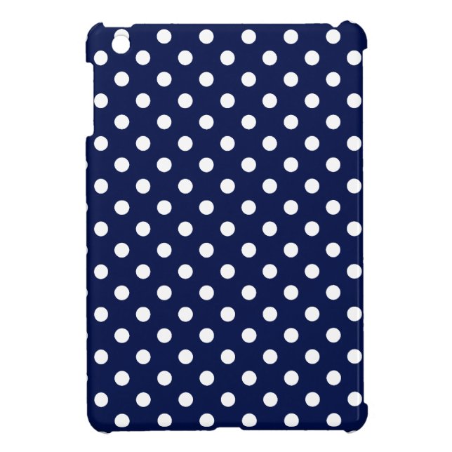 Étui iPad Mini Motif de point de polka de bleu marine et de blanc (Dos)