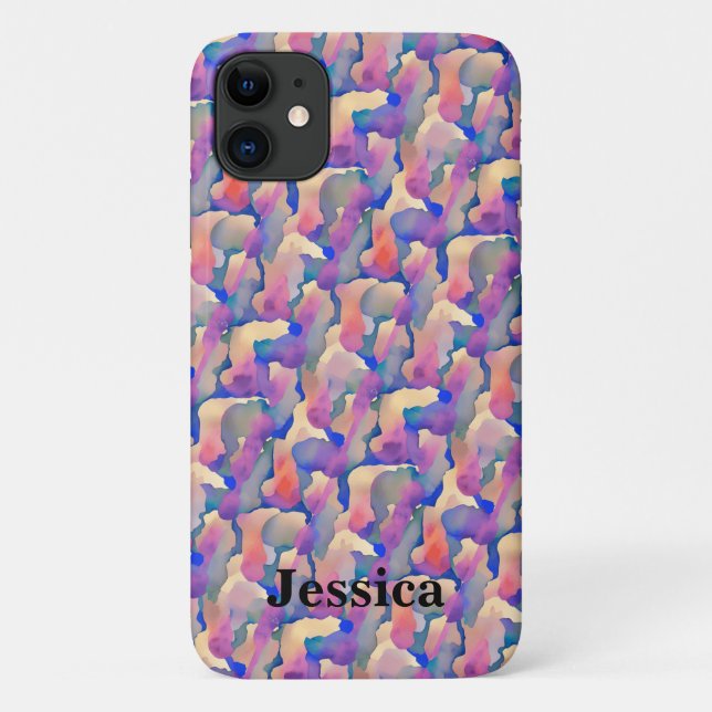 Étui iPhone 11 personnalisé à motif aquarelle (Dos)