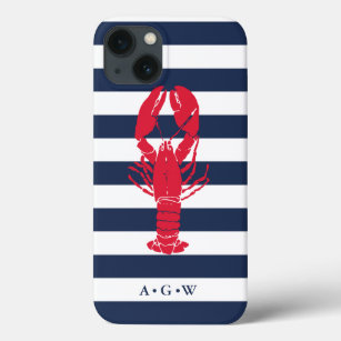 Etui iPhone 13 Bande et homard de la marine de Preppy nautique   