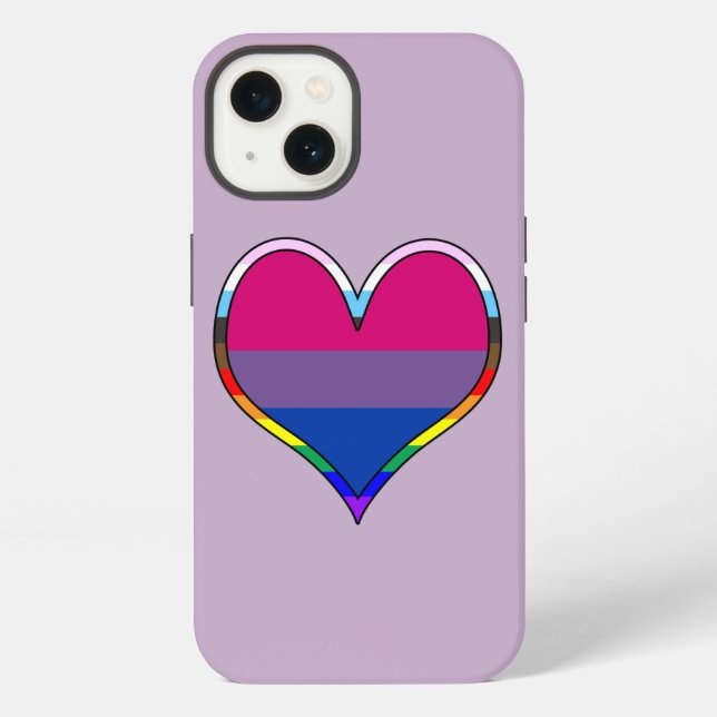 Etui iPhone 13 Bi Pride Coeur Coque-Mate coque iphone (Verso)