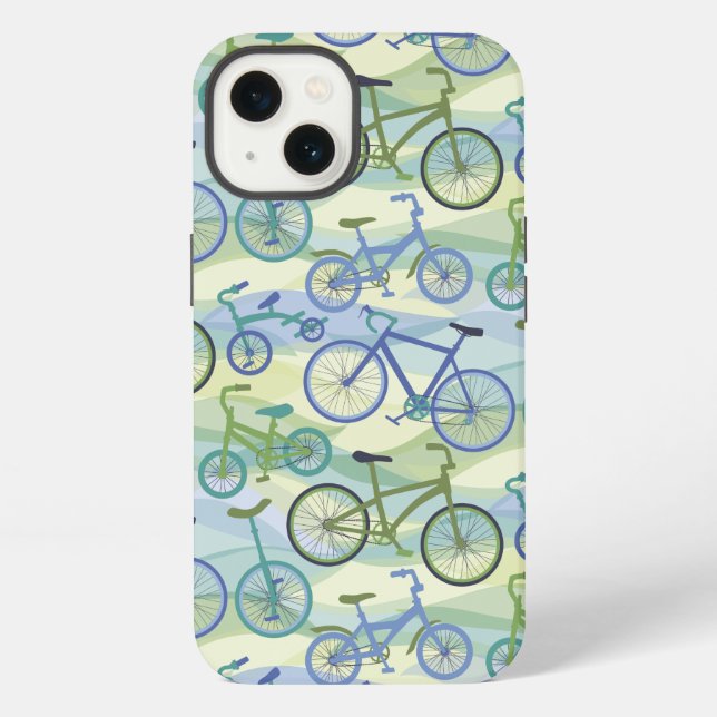 Etui iPhone 13 Bicyclette coque iphone bleu vert (Verso)