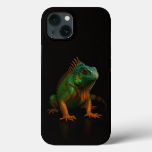 Étui iPhone 13 Black 4 Luxe, Iguane Vert