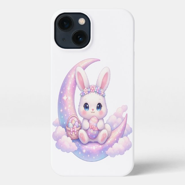 Etui iPhone 13 Coque de téléphone Pastel Bunny Moon pour iPhone (Verso)