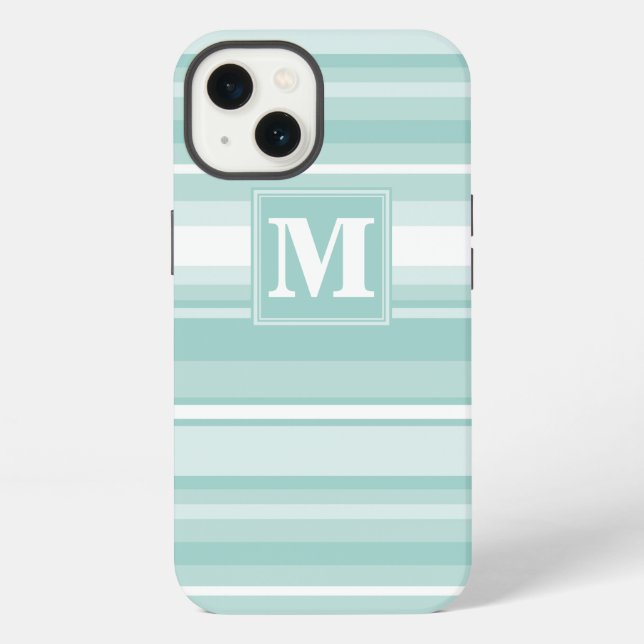Etui iPhone 13 Coque iphone Coque-Mate à rayures vert menthe (Verso)