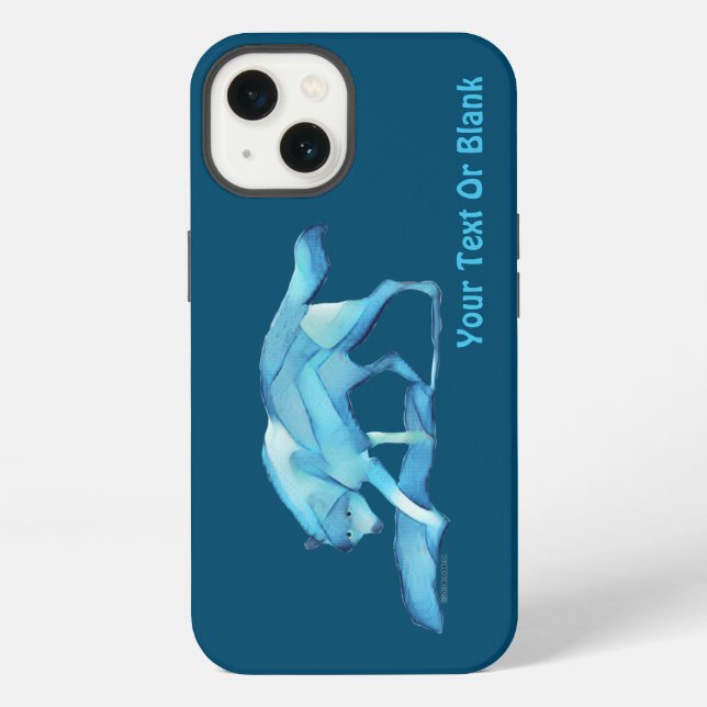 Etui iPhone 13 Coque iphone Coque-Mate du loup bleu (Verso)