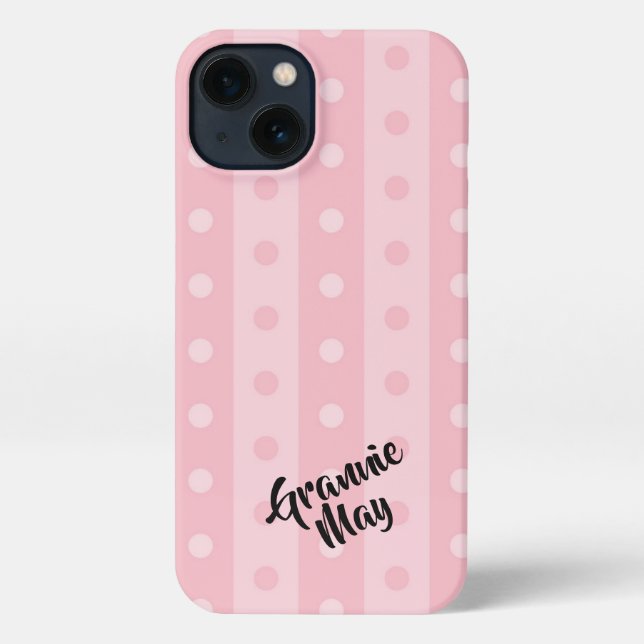 Etui iPhone 13 Coque iphone Polka-point rose personnalisé (Verso)