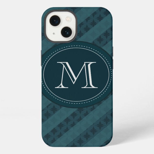 Etui iPhone 13 Deep Aqua Navy Blue Custom Monogram iPhone 6 Coque (Verso)