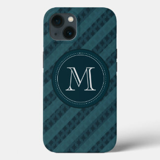 Etui iPhone 13 Deep Aqua Navy Blue Custom Monogram iPhone 6 Coque