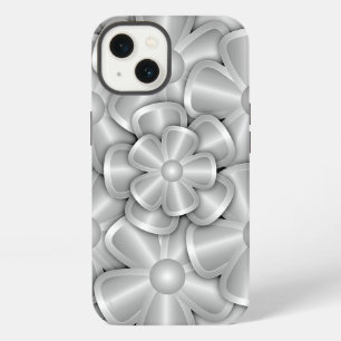 Etui iPhone 13 Fleurs Chrome - Coque Argent-Mate coque iphone