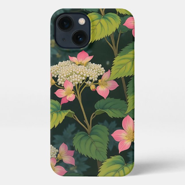 Etui iPhone 13 "Hydrangea Bloom iPhone 13 Coque - Japonais Retro  (Verso)