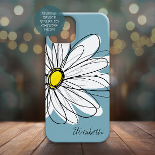 Etui iPhone 13 Mini Daisy tendance Floral Illustration Nom personnalis