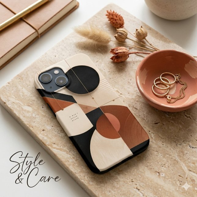 Étui iPhone 13 Mini Géométrique Neutre de Luxe (Luxury Neutral Geometric Aesthetic iPhone 13 Mini Case)