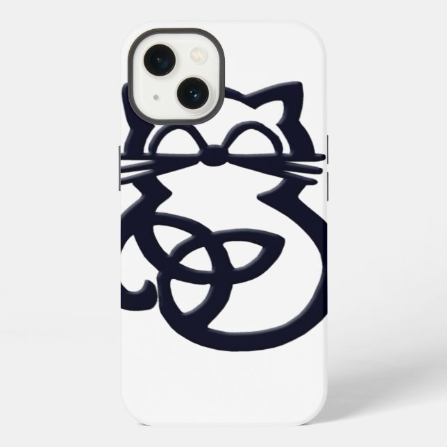 Etui iPhone 13 Noir Trinity Knot Celtic Cat iPhone 8/7 Coque (Verso)