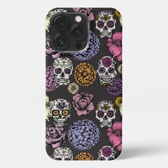Etui iPhone 13 Pro Crânes sucre noir iPhone 13 Pro Coque (Verso)