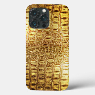 Etui iPhone 13 Pro Designer Alligator Crocodile Skin brillant Or