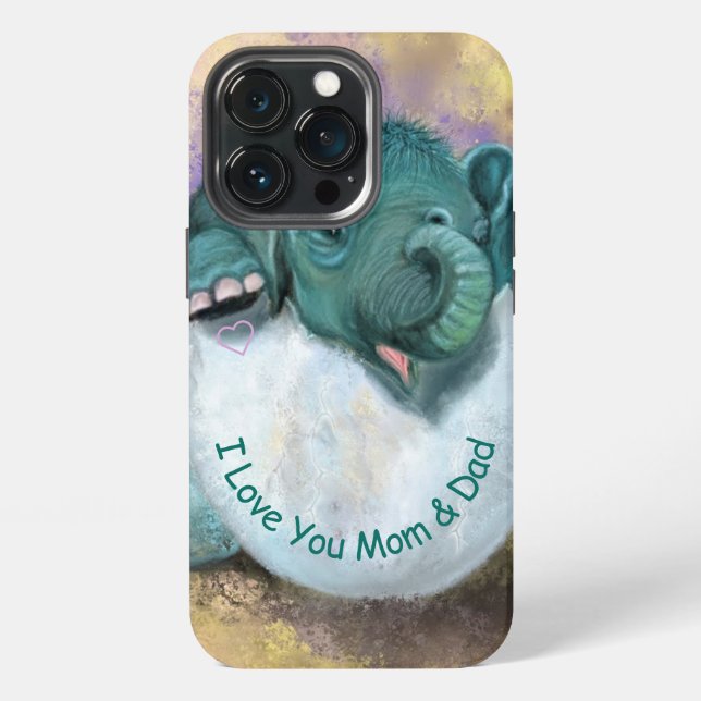 Etui iPhone 13 Pro Eléphant Hatching drôle coque iphone - Texte perso (Dos)