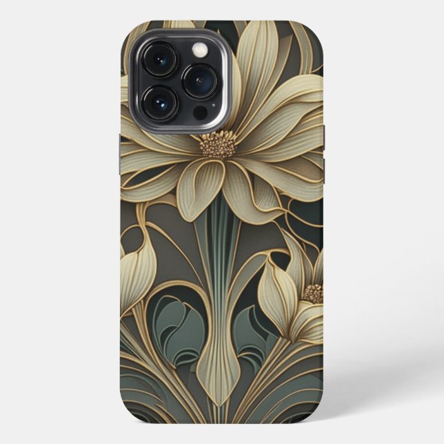 Etui iPhone 13 Pro Max Art Déco Floral Design #2 iPhone / coque ipad (Verso)