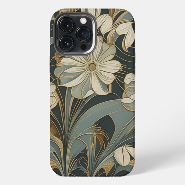Etui iPhone 13 Pro Max Art Déco Floral Design iPhone / coque ipad (Verso)