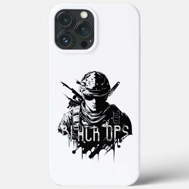 Étui iPhone 13 Pro Max Black Ops noir et blanc (Verso)
