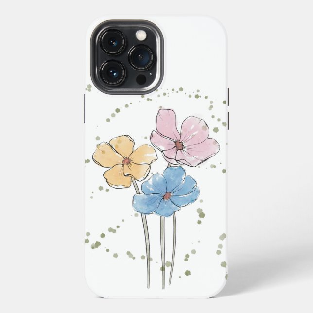 Etui iPhone 13 Pro Max Fleurs d'aquarelle Wild iPhone 13 Pro Max Coque (Verso)