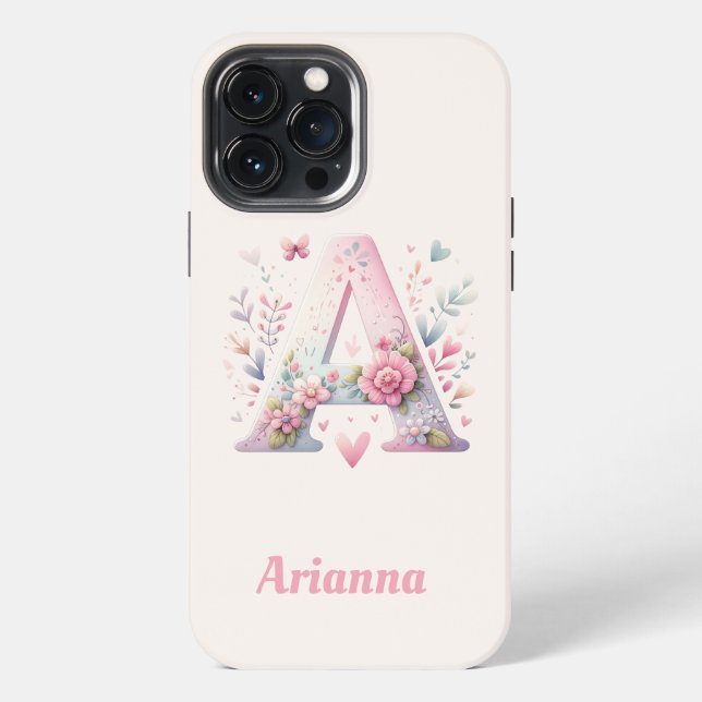 Etui iPhone 13 Pro Max Floral Monogram iPhone 13 Pro Max Coque (Verso)