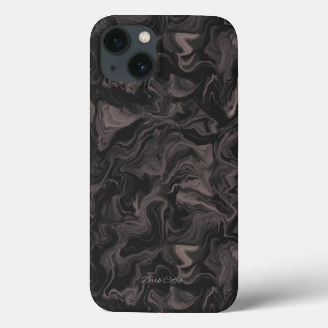 Étui iPhone 13 Tourbillon Café Foncé Esthétique (Verso)