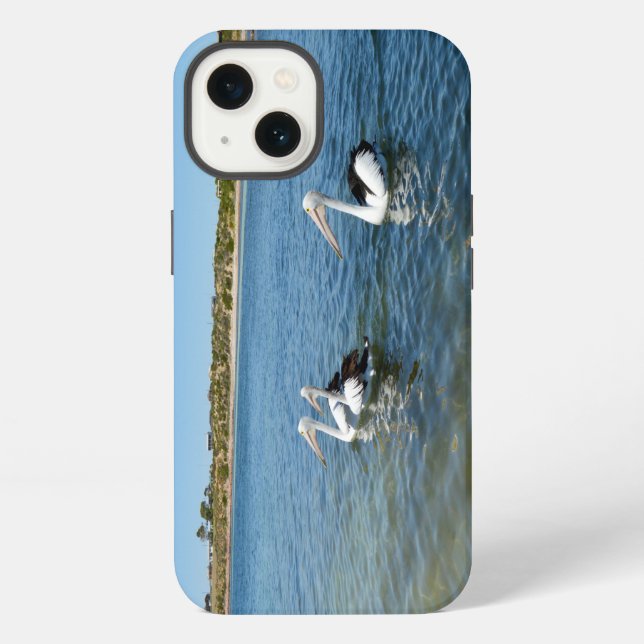 Etui iPhone 13 Trois Pélicans Natation, iPhone 13 Coque (Verso)