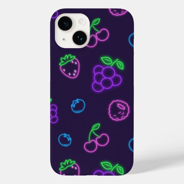Étui iPhone 14 à motif néon de baies (Verso)
