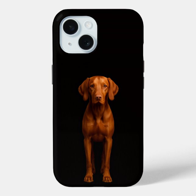 Étui iPhone 15 Black 4 Luxe, chien Vizsla Agile (Verso)