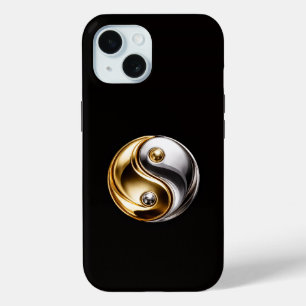 Étui iPhone 15 Black 4 Luxe, Harmonie Yin Yang