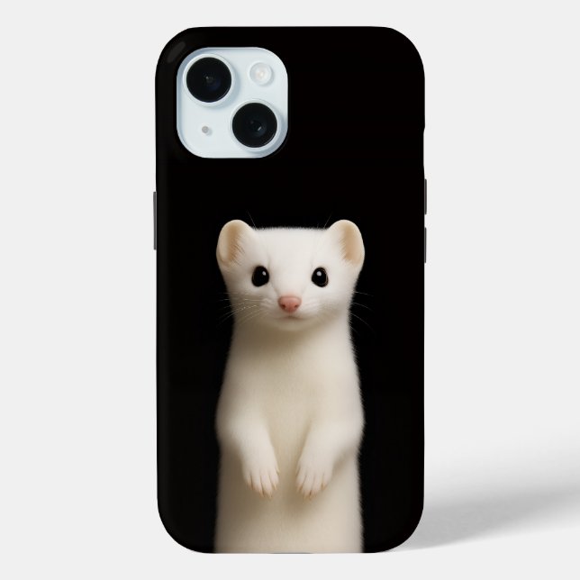 Étui iPhone 15 Black 4 Luxe, Hermine élégante (Verso)