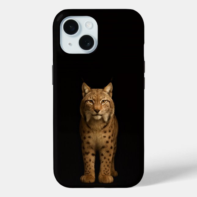 Étui iPhone 15 Black 4 Luxe, Lynx silencieux (Verso)