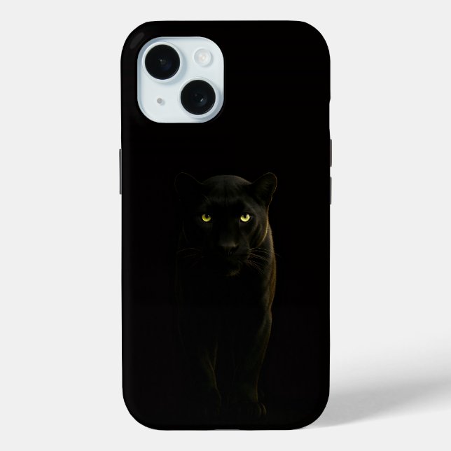 Étui iPhone 15 Black 4 Luxe, Panthère noire (Verso)