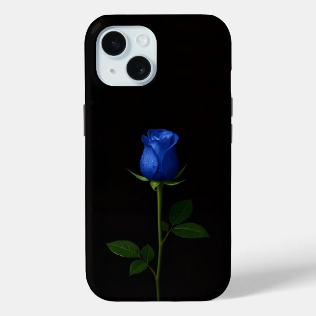 Étui iPhone 15 Black 4 Luxe, Rose Bleu de Minuit (Verso)