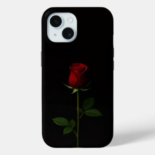 Étui iPhone 15 Black 4 Luxe, Rose Rouge Velours