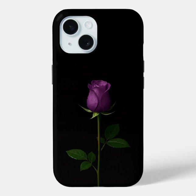 Étui iPhone 15 Black 4 Luxe, Rose Violet Royal (Verso)