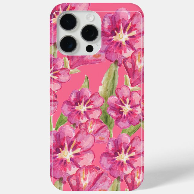 Étui iPhone 15 Pro Max 'Fleurissement Floral Rose  (Verso)