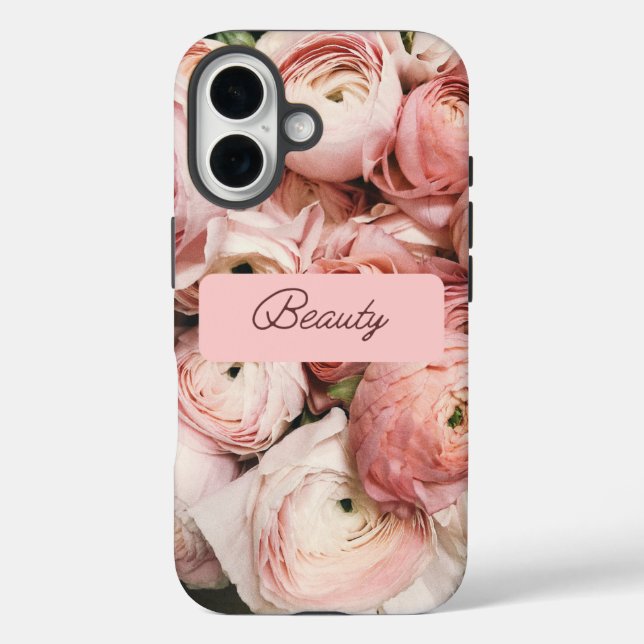 Étui iPhone 16 / iPad Rose Romantique Pivoine (Verso)
