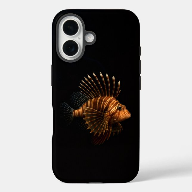 Étui iPhone 16 Mate Black 4 Luxe, Poisson-lion rou (Verso)